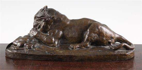 Antoine-Louis Barye (1795-1875). A bronze tiger devouring a gazelle, 12in.